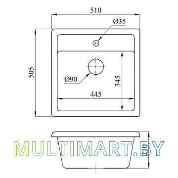 Кухонная мойка AV Engineering Star AV505515SSNA (песочный) картинка 3